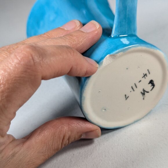 *NOT PERFECT* Turquoise Blue coffee set for 4, hand made ceramic coffee service - Picture 7 of 16